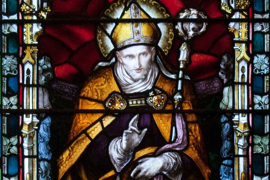 A detail from a stained-glass window depicting St. Alphonsus Liguori in Carlow Cathedral, Ireland.?w=200&h=150